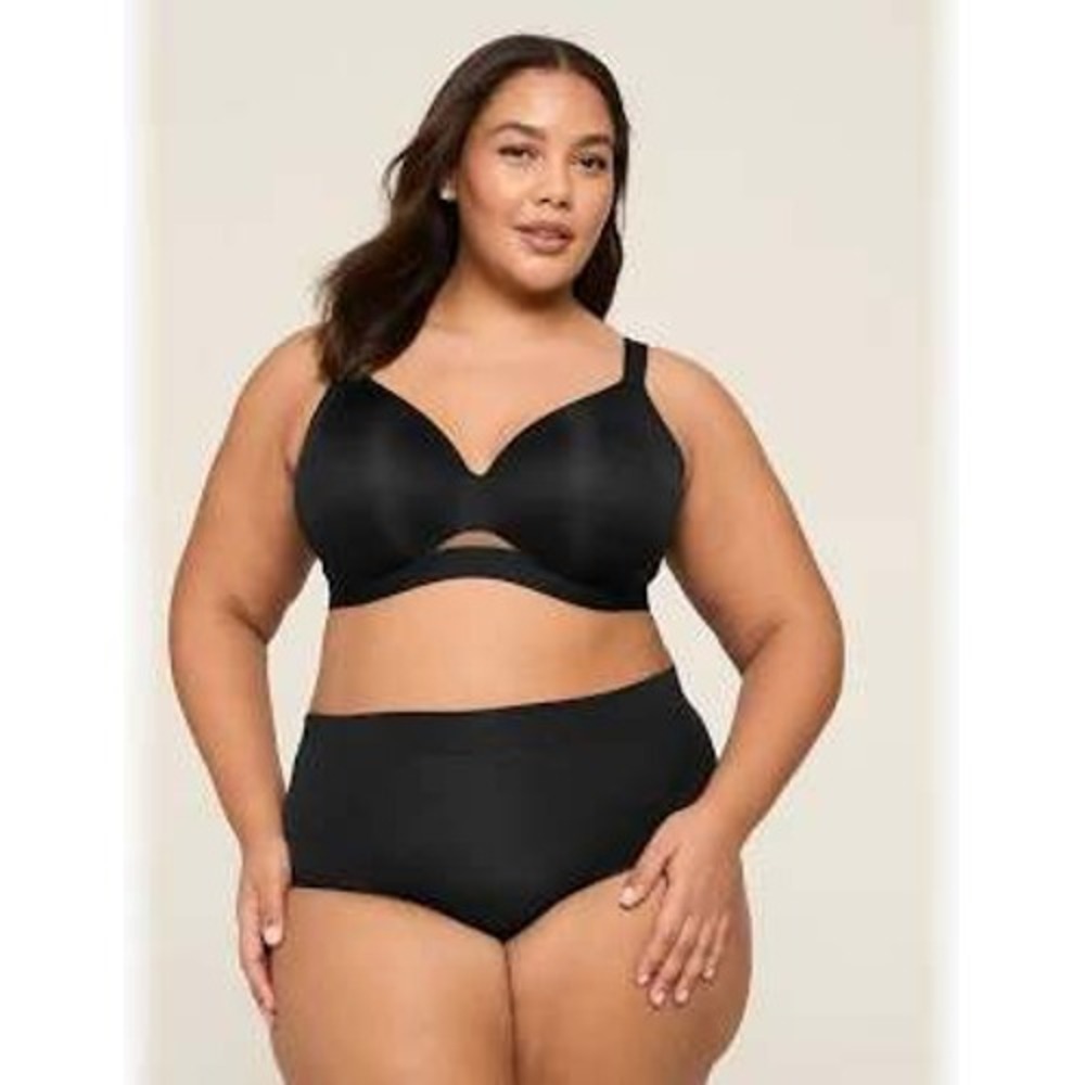 Cacique 42D Black Comfort Bliss Lightly Lined Balconette 119246 Bra